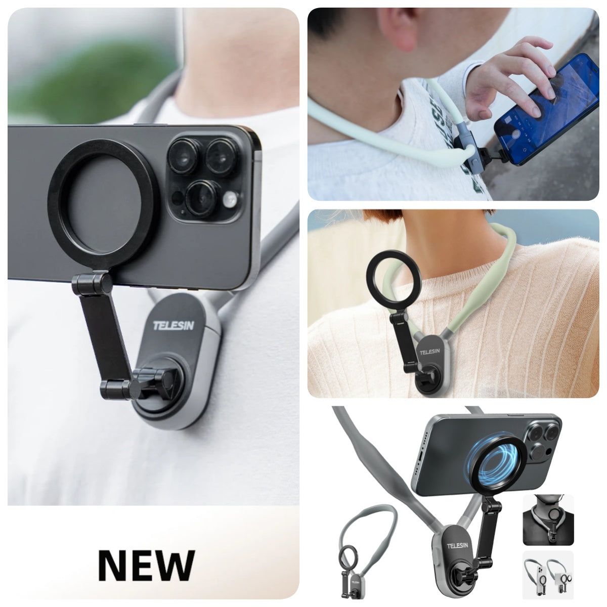 Silicone Phone Magnetic Neck Mount Quick Release Hold For Phone Magsafe Magnetic Suction Cell Phone Neck Hanging Bracket